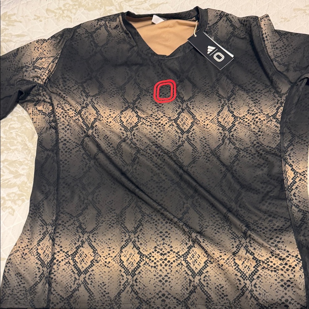 Adidas Black and Tan Snake Print Men's Shirt